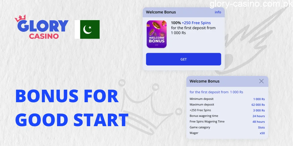 Bonuses for good start in Glory Casino PK