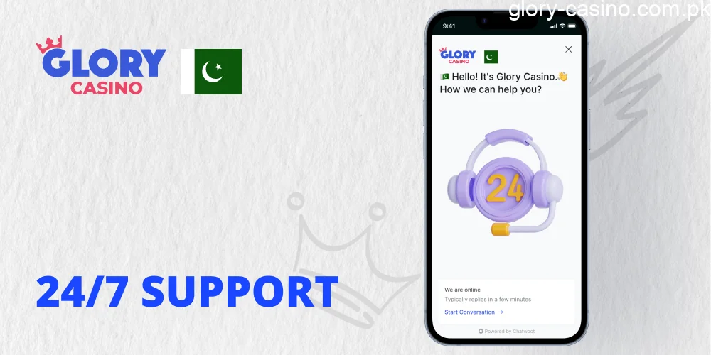 Customer Support 24/7 in Glory Casino PK