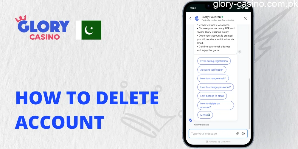 How to Delete Account at Glory Casino PK