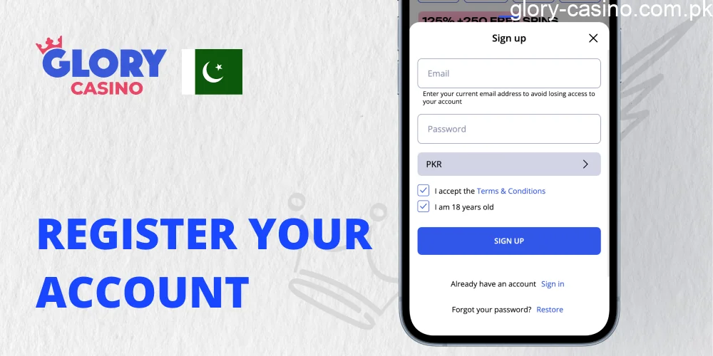 Guide for registration an Account in Glory Casino