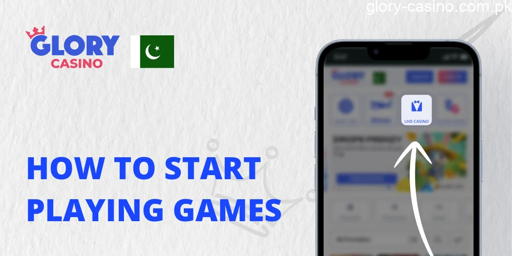 Tutorial to start playing games on Mobile Glory Casino App