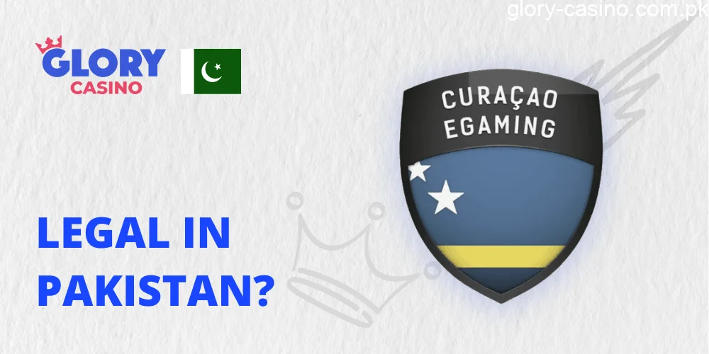 Pakistani flag with legal icon and Glory Casino logo"