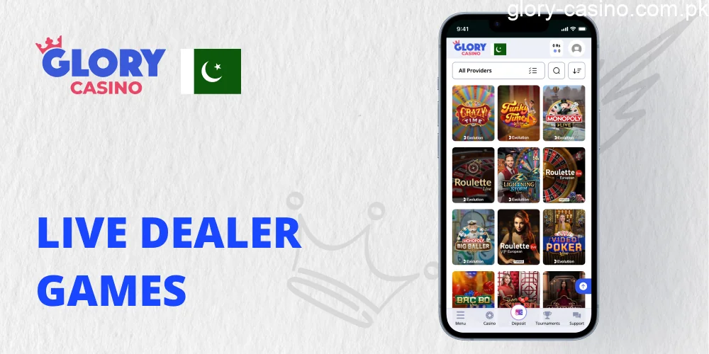 Live dealer games in Glory Casino