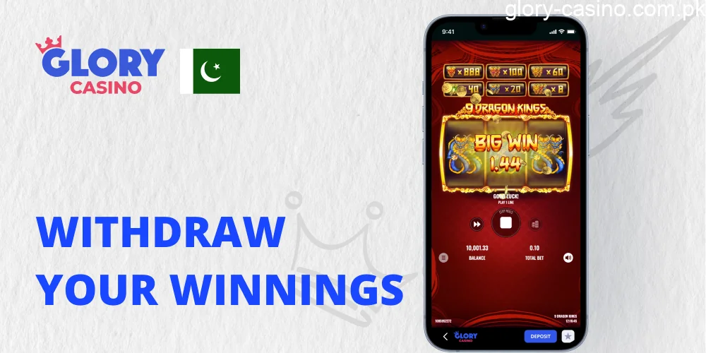 Withdraw your winnings in Glory Casino PK