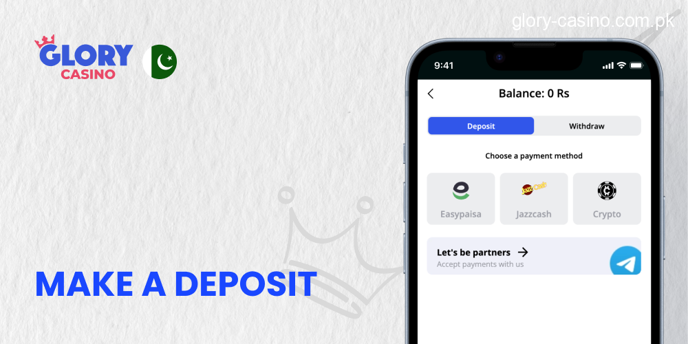 Make a Deposit in Glory Casino