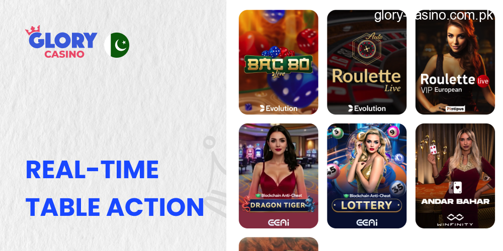 Real Dealers Games in Glory Casino PK
