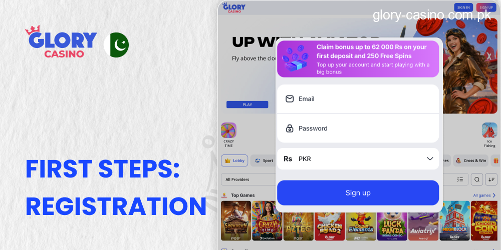 Create Account in Glory Casino PK