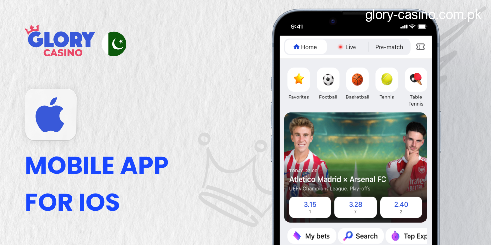 Glory Casino Mobile App for iOS Devices for Pakistani Players
